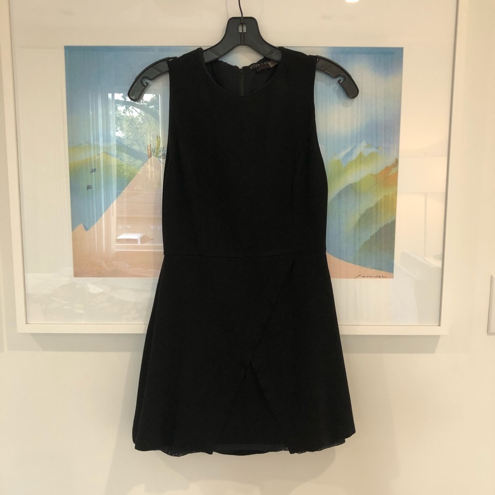 Black Alice and Olivia triangle front slit dress